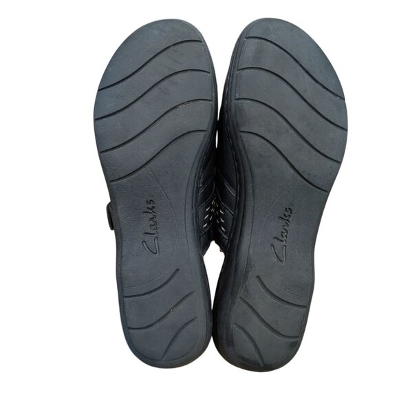 Clarks Collection Leisa Sadie Black Leather Mule Size 7.5 Comfort Slip On Career - Picture 5 of 9